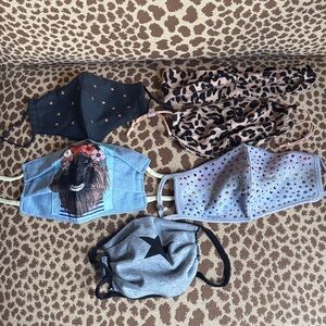 Fashion Face Mask Set of 5 masks and 1 headband NWOT